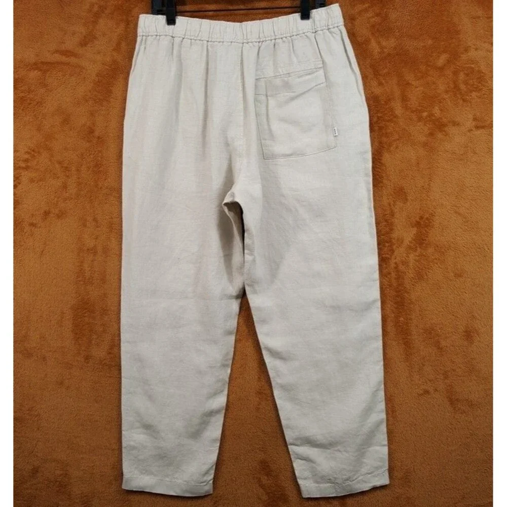 WAX LONDON Pants Mens Size 36 Tan Straight Leg 100% Linen KURT Trouser $175